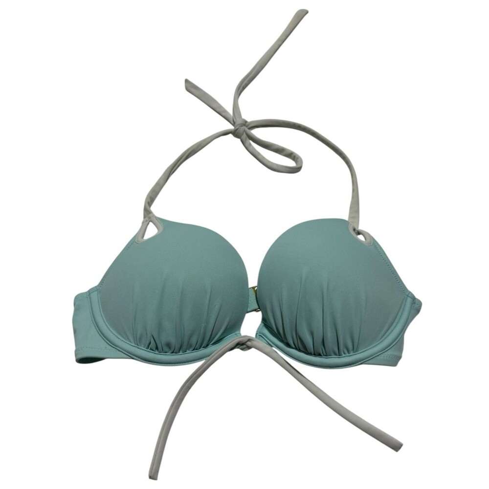 Victoria's Secret 32B Mint Blue Halter Tie Padded Bikini Swim Top